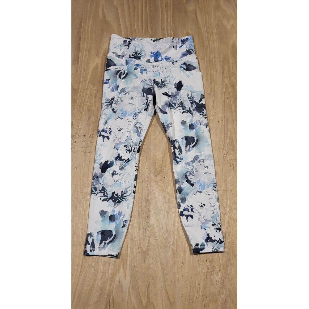 Athleta Womens Leggings S Tight Floral Blue‎ White Elation Crop Pants